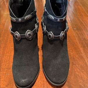 Reba Black Ankle Booties with Silver Accents